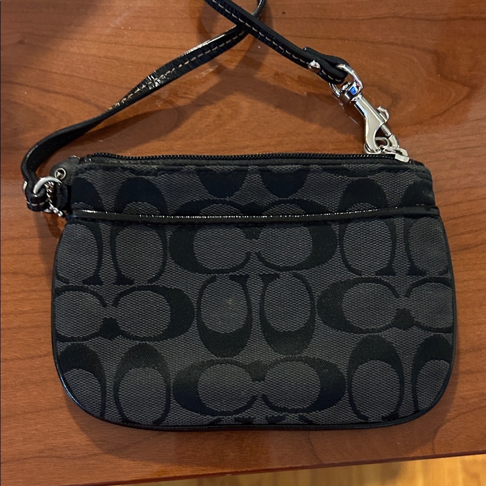 Coach Black Signature Wristlet